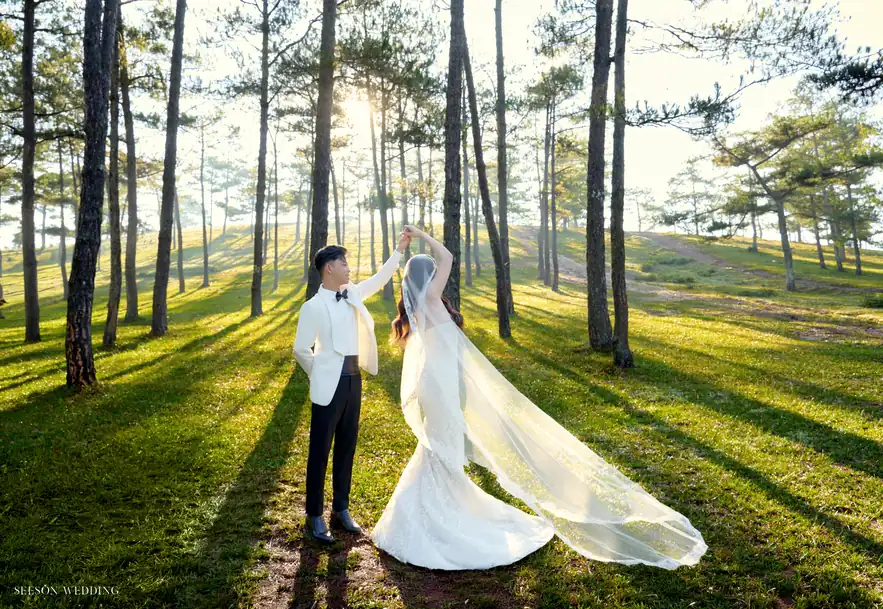 Ảnh cưới Nắng xuyên rừng thông tại Đồi thông, Đà Lạt — Đồi Thông Đà Lạt, SeesonWedding (ảnh 2/15)